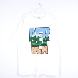 NOS 90s Mens Large Africa Nature Print T Shirt